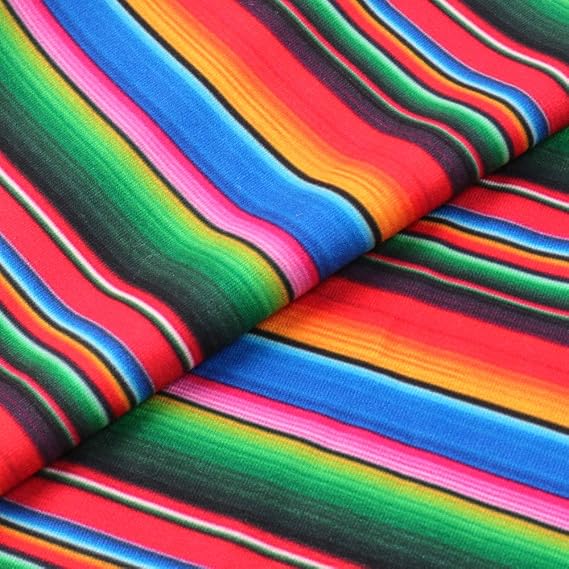 Colorful Ethnic Stripe Printed Double Brushed Polyester Fabric Soft Smooth 4 Way Stretch Knit Fabric by The Yard for Dress Sewing (Colorful)