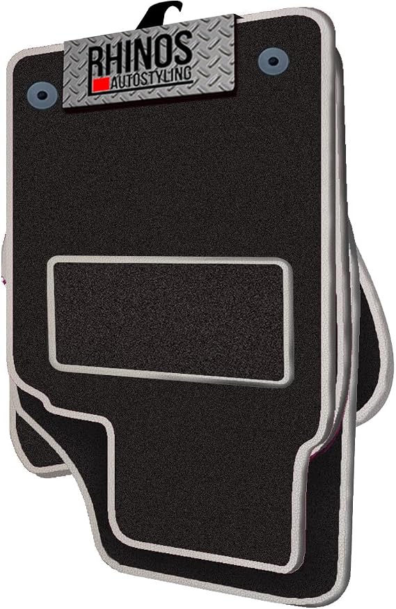 Tailored For Honda HR-V eHEV (2020 ONWARDS) - Non Slip, Complete Carpet Car Floor Mats, All Weather, Anti-Slip Backing, Easy to Clean - Black Mat + Light Grey Leather Edging