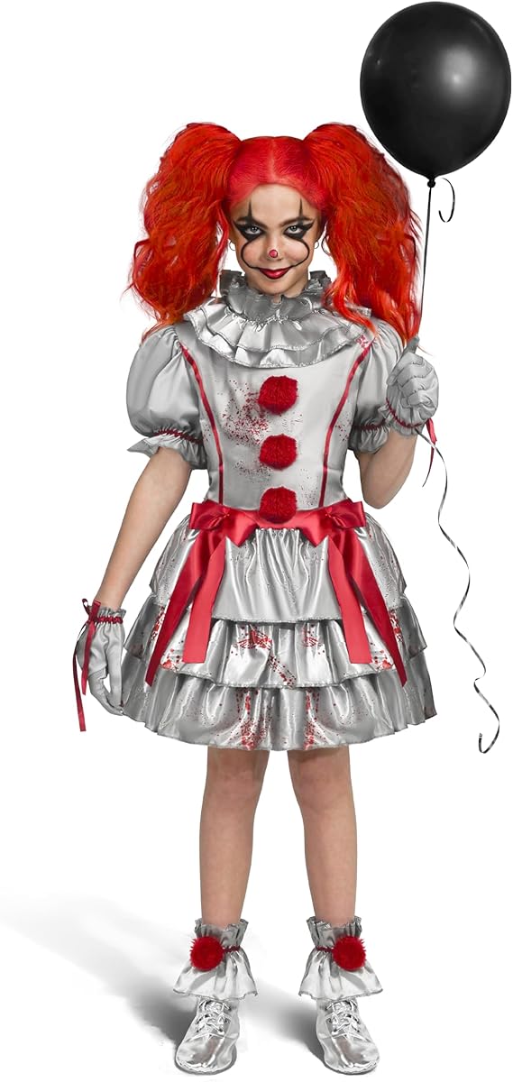 Spooktacular Creations Girls Clown Costume, Evil Clown Dress, Halloween Scary Jester Costume for Girls Halloween