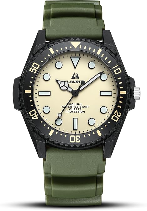 LN LENQIN Mens Watches Leather Watch Luminous Analog Quartz Watch for Men
