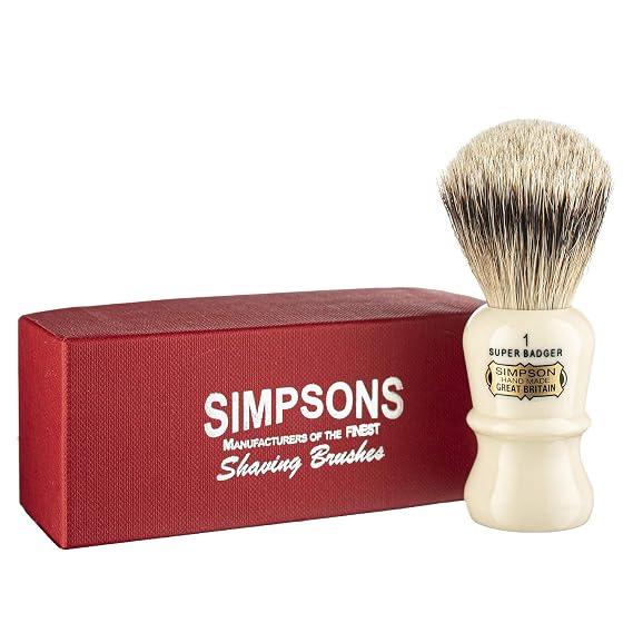 Emperor Super Badger Brush- Simpson Shaving Brushes - Faux Ivory Handle (1 Super)