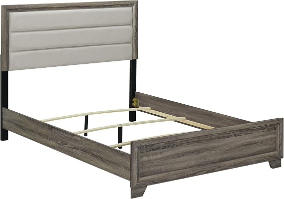 Coaster Wright Queen Upholstered Panel Bed, Brown Oak 223341Q