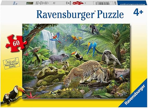 Ravensburger Rainforest Animals 60-Piece Jigsaw Puzzle | Engaging and Educational Fun | Perfectly Fitting Unique Pieces | Durable for Repeat Use | Ideal Gift for Kids Aged 4-8 Years