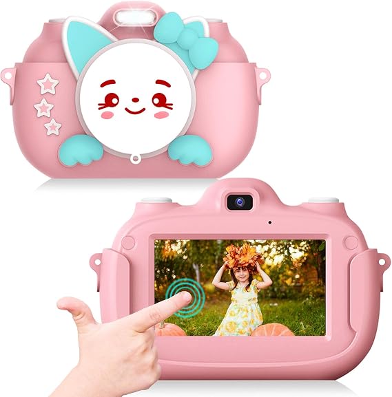 A-TION Kids Camera, 3-Inch IPS Touch Screen Children Digital Camera, Multifunction Kids Camera with 1080P 30MP HD Video & 32GB SD Card, Birthday New Year Christmas Toy Gifts for Boys Girls Age 3-12