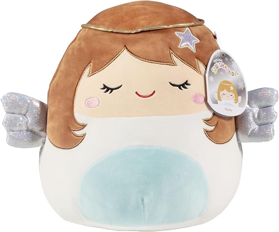 Squishmallows 12-Inch Nicky The Angel -Official Jazwares Plush - Collectible Soft & Squishy Heavenly Angel Stuffed Animal Toy - Add to Your Squad - Religious Gift for Kids, Girls & Boys