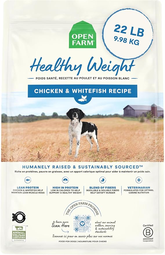 Open Farm Healthy Weight Dry Dog Food, Chicken & Whitefish Recipe, 22lb Bag