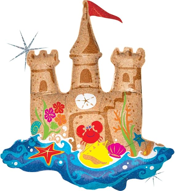 Sand Castle Summer Beach Shells 35" Balloon Mylar