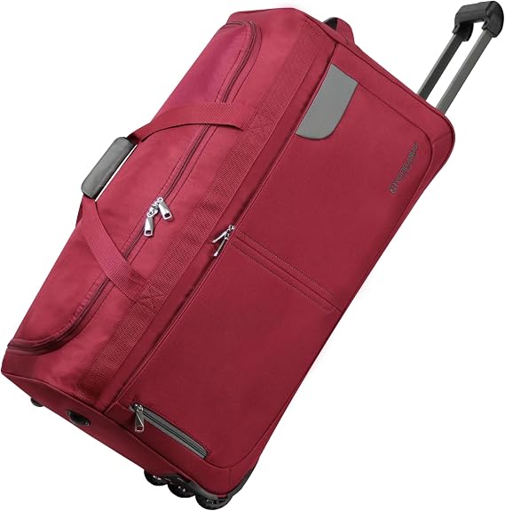 Rocklands® Lightweight Luggage Rolling Holdall Suitcase Wheeled Duffle Bag Cargo Sport Travel Bag RL501 (Burgundy, Large - 32" (H84 x L42 x W40 cm))
