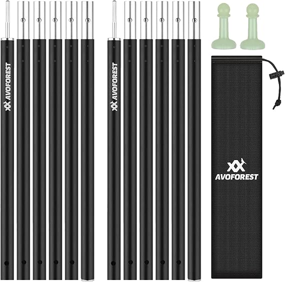Tent Poles for Tarp, AVOFOREST Camping Tent Tarps Poles Adjustable Aluminum Camping Accessories 80in Heavy Duty Poles Thicker Tent Pole with a Diameter of 0.75in for Backpacking Hiking Awning