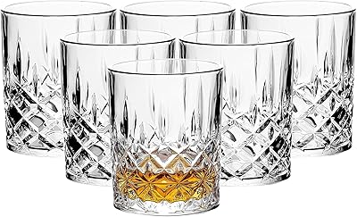 Old Fashioned Cocktail Glasses - Whiskey Glasses Set of 6 - Vodka Bourbon Scotch Liquor Glass - Bar Tumbler Glasses Set 10 oz