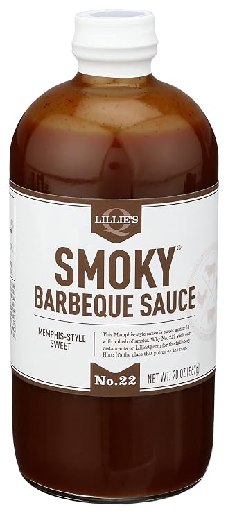 Lillie's Q - Smoky Barbeque Sauce, Gourmet BBQ Sauce, Sweet Brown Sugar BBQ Sauce, Mild Smoky Flavor, Premium Ingredients, Made with Gluten-Free Ingredients (21 oz)