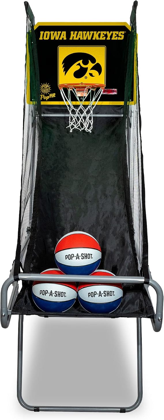 Pop-A-Shot - Tailgate Game with NCAA Graphics l Arcade Basketball Inside, Out, and On The Go | Infrared Sensor Scoring | 3 Balls | Foldable, Portable, Tote Bag Included l for All NCAA Fans