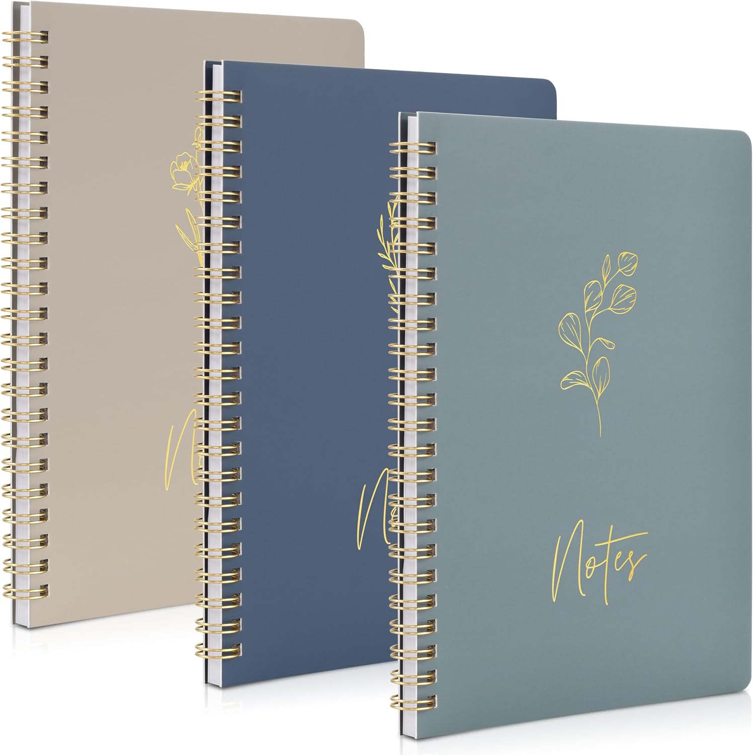 ZICOTO Aesthetic Spiral Notebook Set of 3 For Women - Cute College Ruled 8x6 JournalNotebook with Large Pockets And Lined Pages - Perfect Supplies to Stay Organized at Work or School