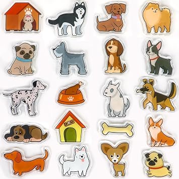 20PCS Dog Thick Gel Clings Puppy Gel Cling Stickers Reusable Dog Window Decorations Puppy Window Clings Decals for Kids Toddlers Cute Party Supplies Glass Decals Nursery Home