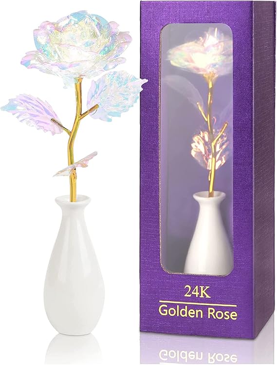 Mothers Day Mom Gifts for Women Grandma, Birthday Gifts for Women Girlfriend, Galaxy Rose Forever Flowers with Vase Base Eternal Crystal Roses Valentine Gifts for Grandma Wife Sister Daughter