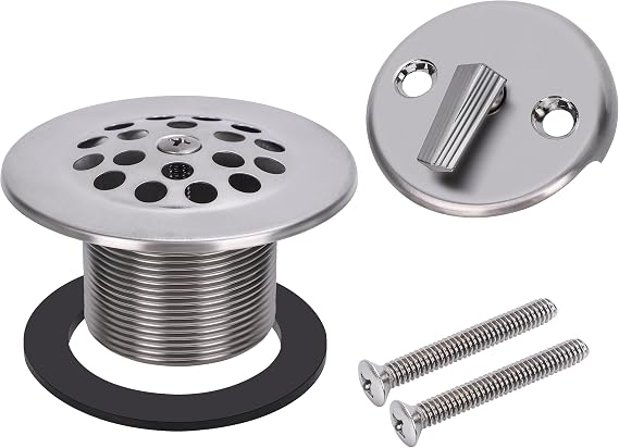 PRIMSOPH Trip Lever Overflow Faceplate Tub Drain Trim Kit without Linkage Conversion Kit Assembly Universal Fine Coarse Thread Replacement Brushed Nickel