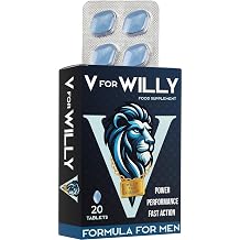 V for Willy | Supplement for Men | Blue 20 Stamina & Energy Tablets | Pills for Men UK | Fast-Acting Tribulus Terrestris Herbal Supplements for Enhanced Performance & Stamina | Korean Ginseng