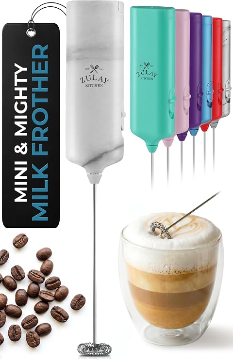 Mini & Mighty Milk Frother Wand Powerful Handheld Coffee Frother, Battery Operated Drink Mixer Compact Pocket Size Detachable Whisk for Latte, Cappuccino, Matcha, Hot Chocolate