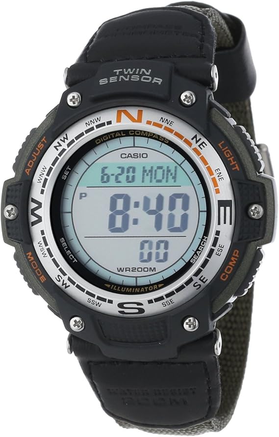 Casio Men's SGW100B-3V Digital Compass Twin Sensor Green Nylon Band Sport Watch