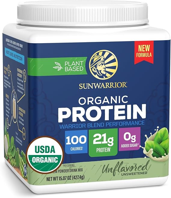 Sunwarrior Organic Unflavored Warrior Blend Performance Protein, 15.07 OZ