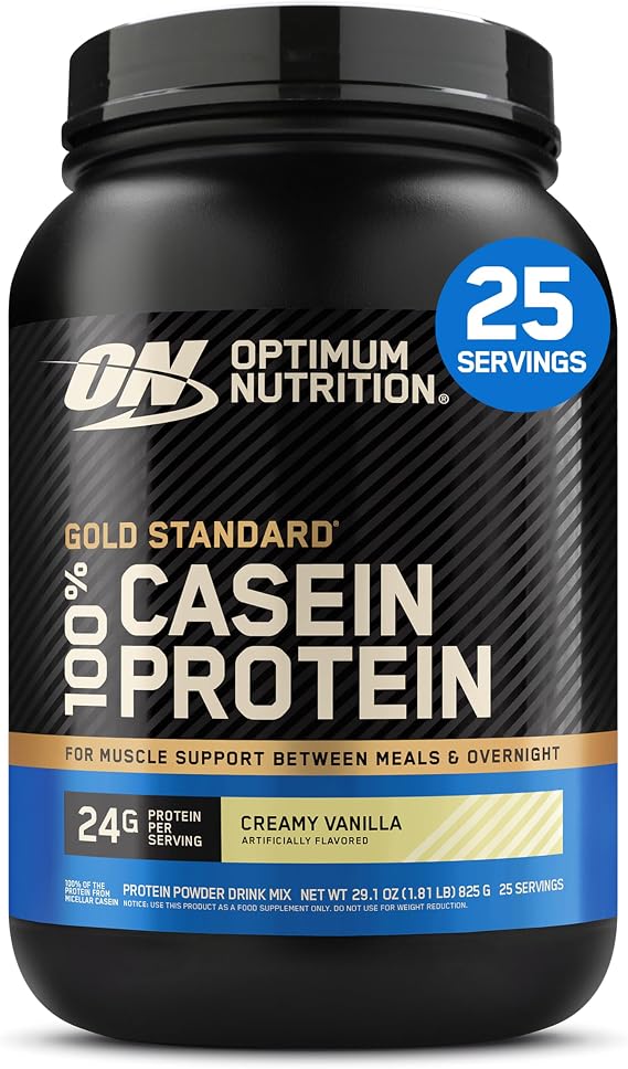 Optimum Nutrition Gold Standard Casein Slow Digesting Protein Powder with Zinc, Magnesium and Naturally Occurring Glutamine and Amino Acids, Creamy