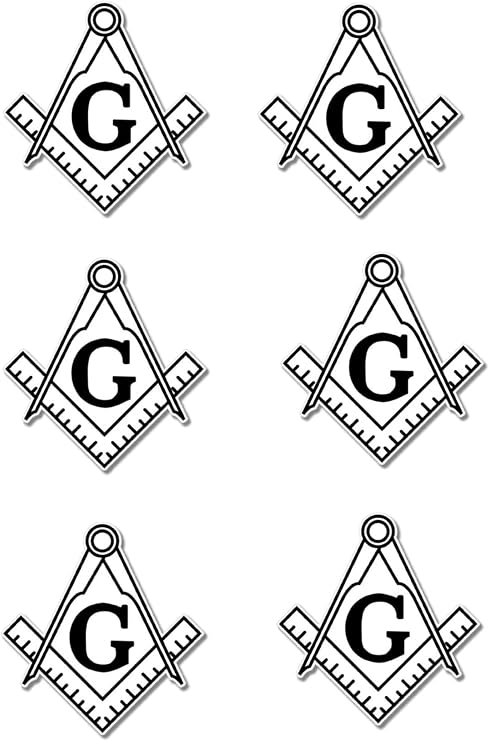 Pack of 6-2'' Stickers - Masonic Freemason Compass Car Laptop Phone Vinyl Sticker - Sticker Graphic Decal