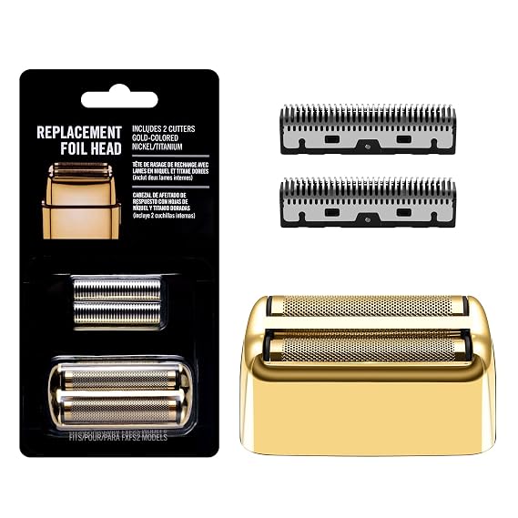Replacement Foil and Cutters for BaBylissPRO Barberology Double Foil Shaver, Replacement Foil for BaBylissPRO Barberology FXFS2 Shaver, Golden