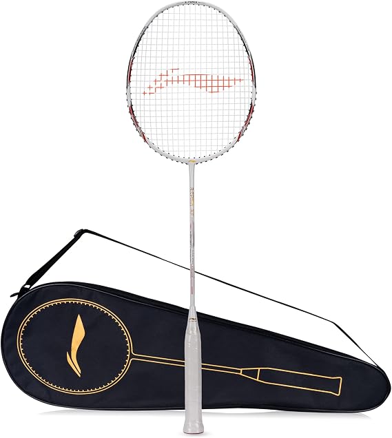 Li-Ning G-Force X5 Carbon Fibre Badminton Racket with Free Full Cover(82 Grams, 28 Lbs) (White::Red)