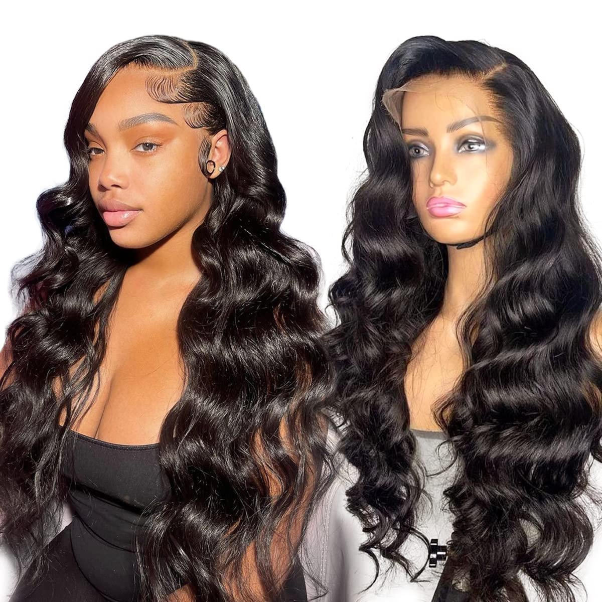 ALIPOP 13x6 Lace Front Wigs Human Hair Pre Plucked 18 Inch Body Wave Transparent HD Lace Front Wigs Human Hair For Black Women,Brazilian Virgin Human Hair Lace Front Wigs With Baby Hair Natural Color