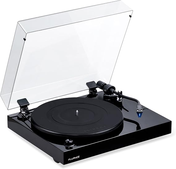 Fluance RT84 Reference High Fidelity Vinyl Turntable Record Player with Ortofon 2M Blue Cartridge, Speed Control Motor, High Mass MDF Wood Plinth, Vibration Isolation Feet - Piano Black
