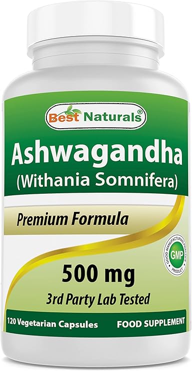 Best Naturals Ashwagandha Capsules for Relaxing Stress and Mood, 500 mg, 120 Count (Packaging may vary)