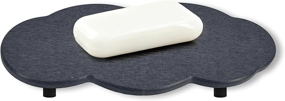 Water Absorbing Stone Tray Cute Cloud Shape, Instant Drying Sink Diatomite Coasters for Bathroom & Kitchen Counter Organizers, Dish Soap Dispenser Sponge Holder, 8 * 4inch, 1 Pcs (Dark Gray)