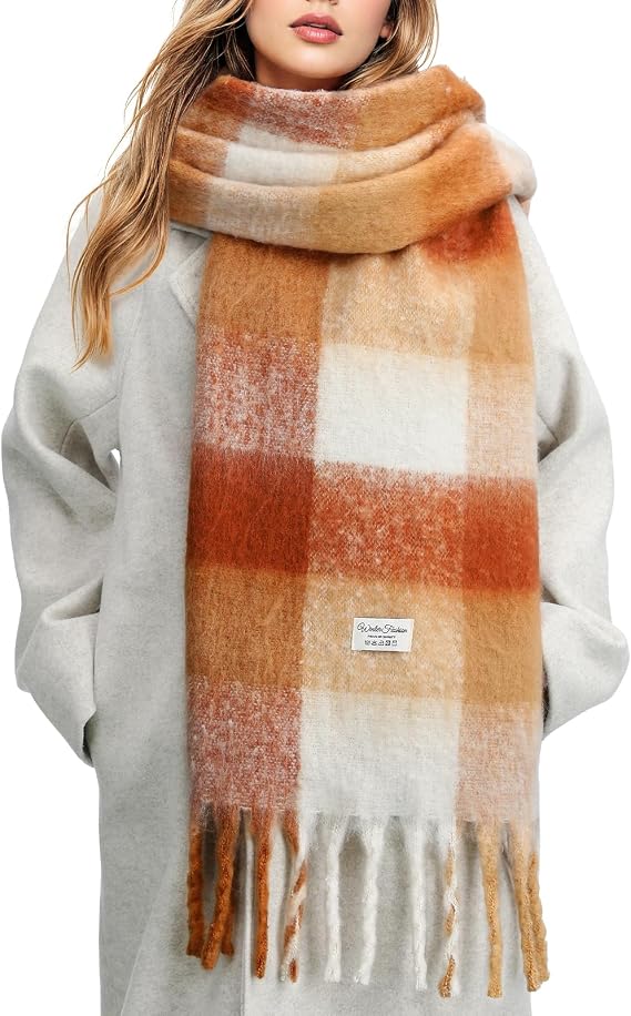 Clothirily Womens Mohair Winter Scarf, Warm Cashmere Feel Scarfs for Women