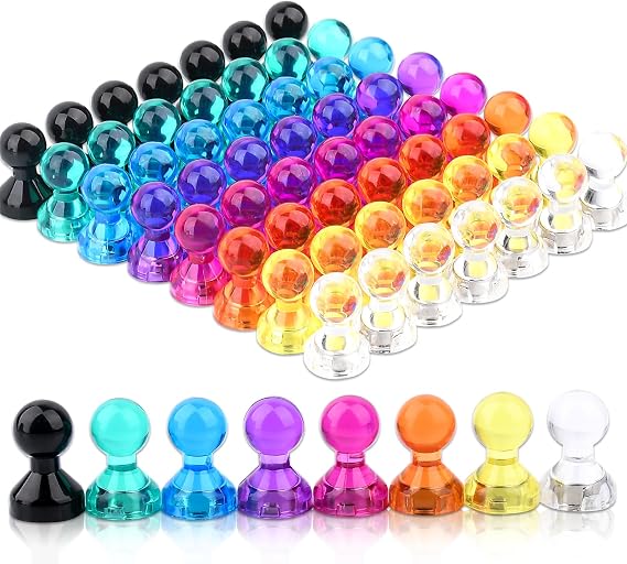 64PCS Colorful Push Pin Magnets,Strong Refrigerator Magnets for Whiteboard,Small Magnetic Push Pins for Fridge,Strong Whiteboard Magnets Classroom Magnets for Locker, Map, Kitchen, Office, School,Home