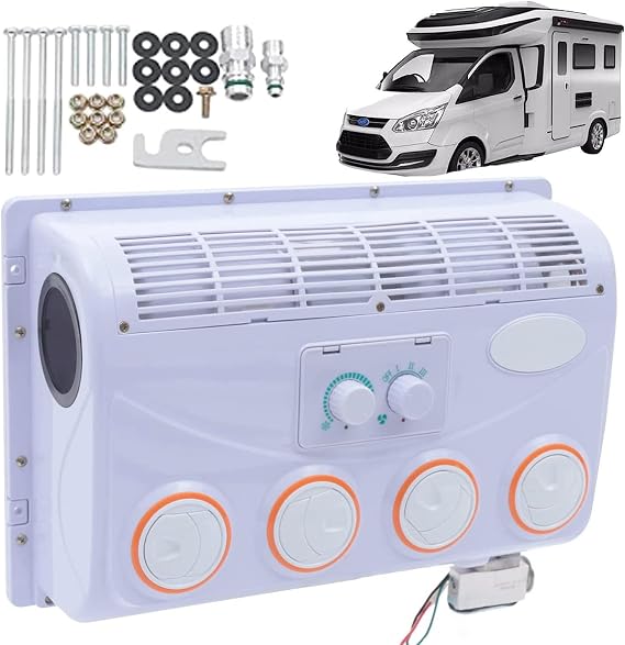 100W RV Rooftop Air Conditioner, 12V/24V DC, 32 Aluminum Tubes, Cooling Power 1.2T, Universal for Air Conditioning Modification