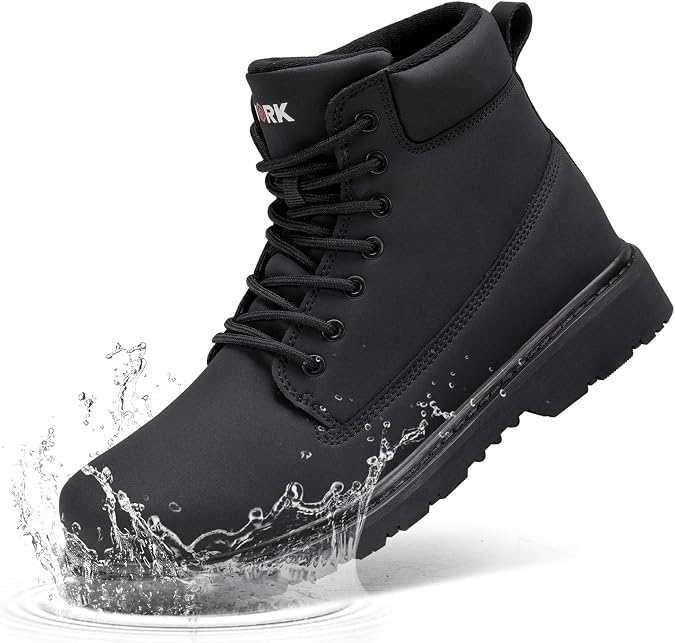 LARNMERN Soft Toe Work Boots Men Waterproof Non Slip Lightweight Shoes