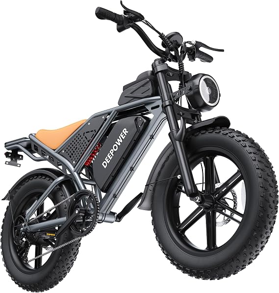 DEEPOWER Electric Bike for Adults,2000W Peak Motor&32MPH Electric Dirt Bike,48V 20AH/35AH/60AH Battery, 70-160 Max Miles,Dual Suspension Ebikes for Adults, 20" Fat Tire E Bike