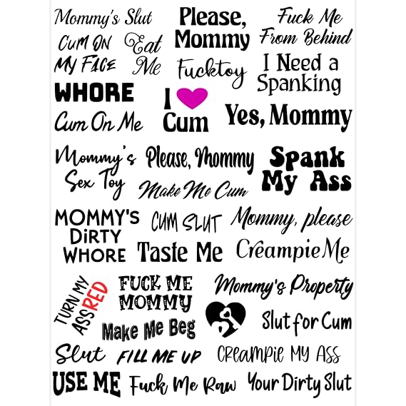 32 Kinky Temporary Tattoos, Sexy Adult Body Art - Naughty "Yes, Mommy" Fantasy Tattoo Set