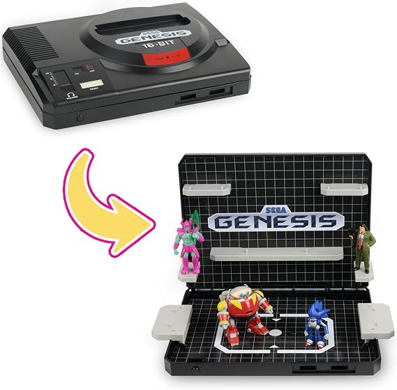 Console Heroes SEGA Genesis Supervillain Boss Bundle Display Includes 4 Villain Figures + Cartridge Storage Tray Officially Licensed SEGA Collector Set