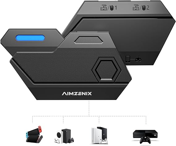 AIMZENIX Keyboard and Mouse Adapter for Nintendo Switch, Xbox One, PS4 | Console Converter for FPS/TPS | Game Hotkey Mapping & Sensitivity Adjustment | Wired & 2.4G KBM Support