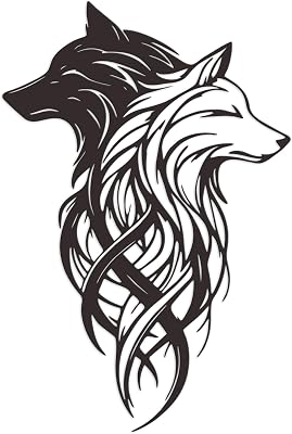 Xedatric Metal Wolf Wall Art – Dual Black & White Wolf Heads Metal Decor, Perfect for Living Room, Office, Bedroom Entrance