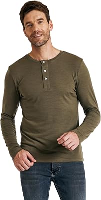 METARINO Mens Merino Wool Henley T-Shirt Long Sleeve Button Shirts Athletic Shirt Tees Tops for Travel,Cycling,Running