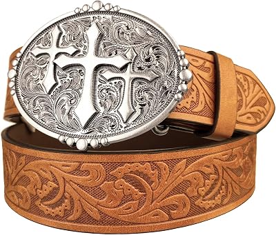 TOPACC Western Belts for Men Woman Western Belt Buckle Cowgirl Cowboy Leather Country Belt for Jeans Pants Gift