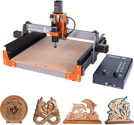 FoxAlien Masuter 3S CNC Router Machine with NEMA 23 Closed-Loop Stepper Motor, 400W Spindle 3 Axis Engraving Milling Machine for Wood Acrylic Aluminum Carving Cutting
