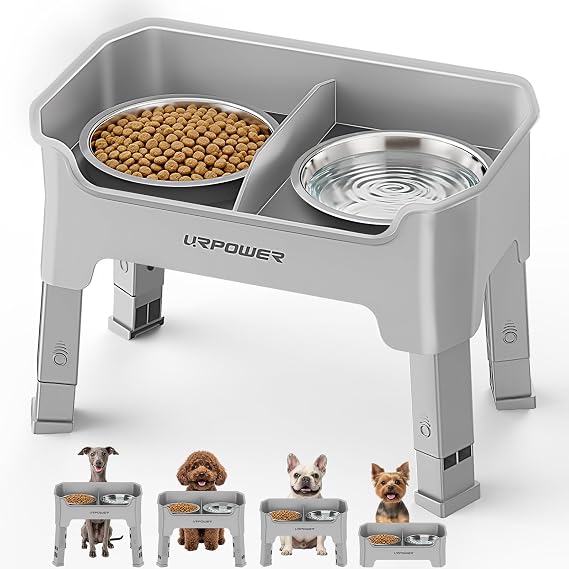 URPOWER Mess Proof Elevated Dog Bowls for Small Dogs with Splash Guard