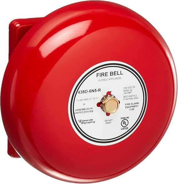 Edwards Signaling Fire Bell,Red,6 In. 438D-6N5-R - 1 Each
