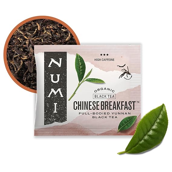 Numi Organic Chinese Breakfast Tea, 100 Black Tea Bags, High Caffeine