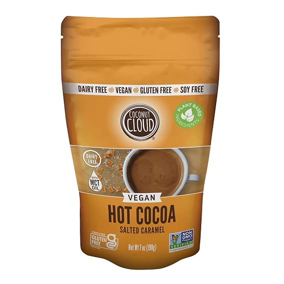 Coconut Cloud Salted Caramel Vegan Hot Cocoa Mix: Creamy, Dairy-Free, 7 oz | Delicious Hot Chocolate Mix with MCT Oil Made in Colorado, Gluten Free, Soy Free, No Trans Fat, Plant Based, 6g Sugar