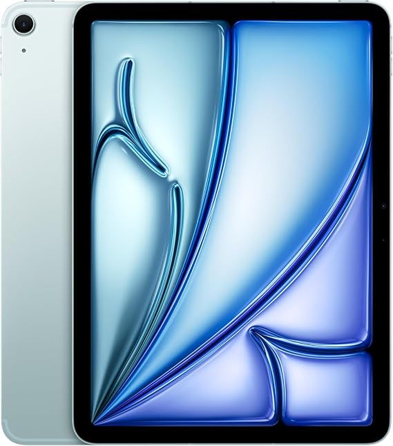 Apple iPad Air 11-inch with M3 chip Built for Apple Intelligence, Liquid Retina Display, 512GB, 12MP Front/Back Camera, Wi-Fi 6E + 5G Cellular, Touch ID, All-Day Battery Life Blue