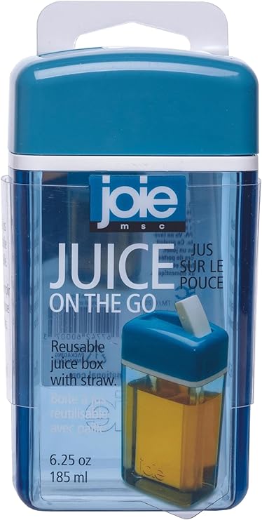 Joie Juice on the Go, 6.25 Ounce Reusable Drink Box with Built-In Flip Straw, Leak-Proof, Ideal On-the-Go Container for Kids, School and Work Lunch Bags, BPA-Free, Dishwasher Safe, Colors May Vary